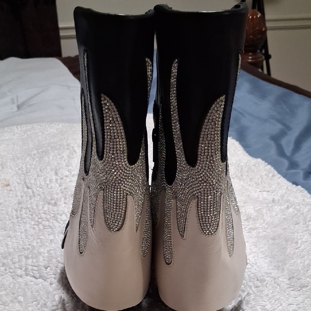 Gianni Bini Black and White Flame Heeled Boots - Picture 11 of 11
